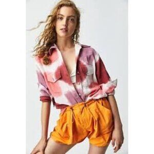 Jen's Pirate Booty for Free People Venice Beach Button Down Shirt Pink